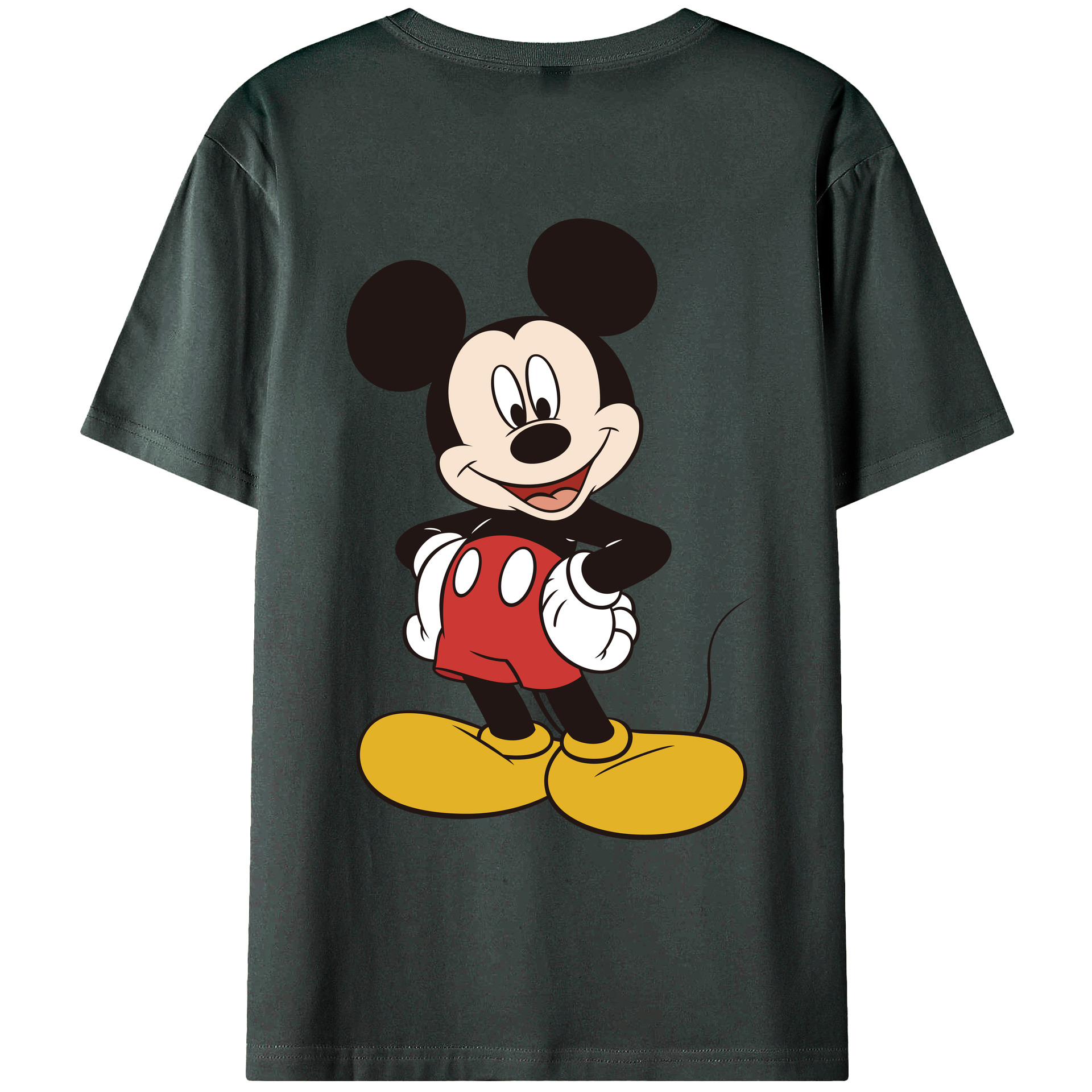 ミッキーマウス Mickey Mouse 綿100％ メンズ半袖Tシャツ（バックプリント） 通気性